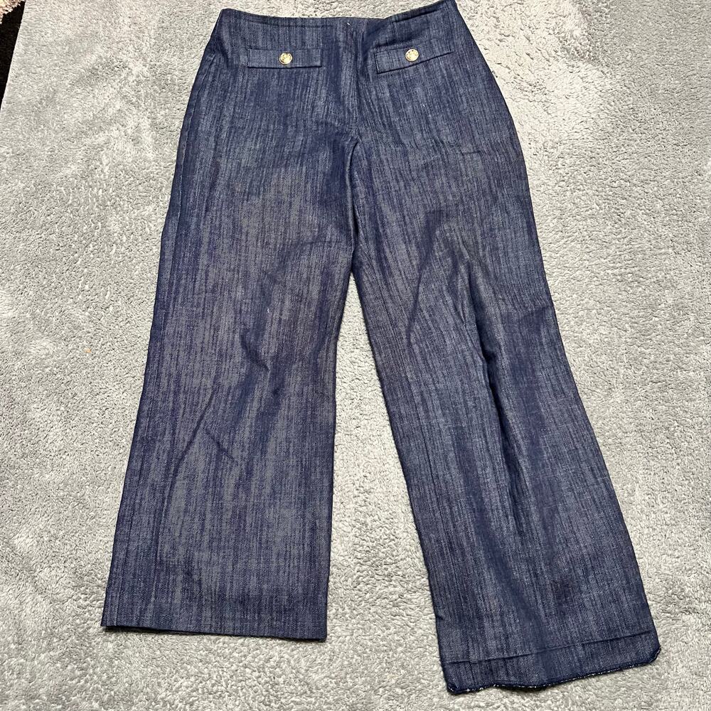 Loft Pants Womens 10 (32x27.5) Petite Button Trim Wide Leg Refined Denim **flaw